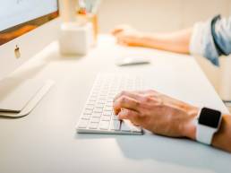 typing on computer